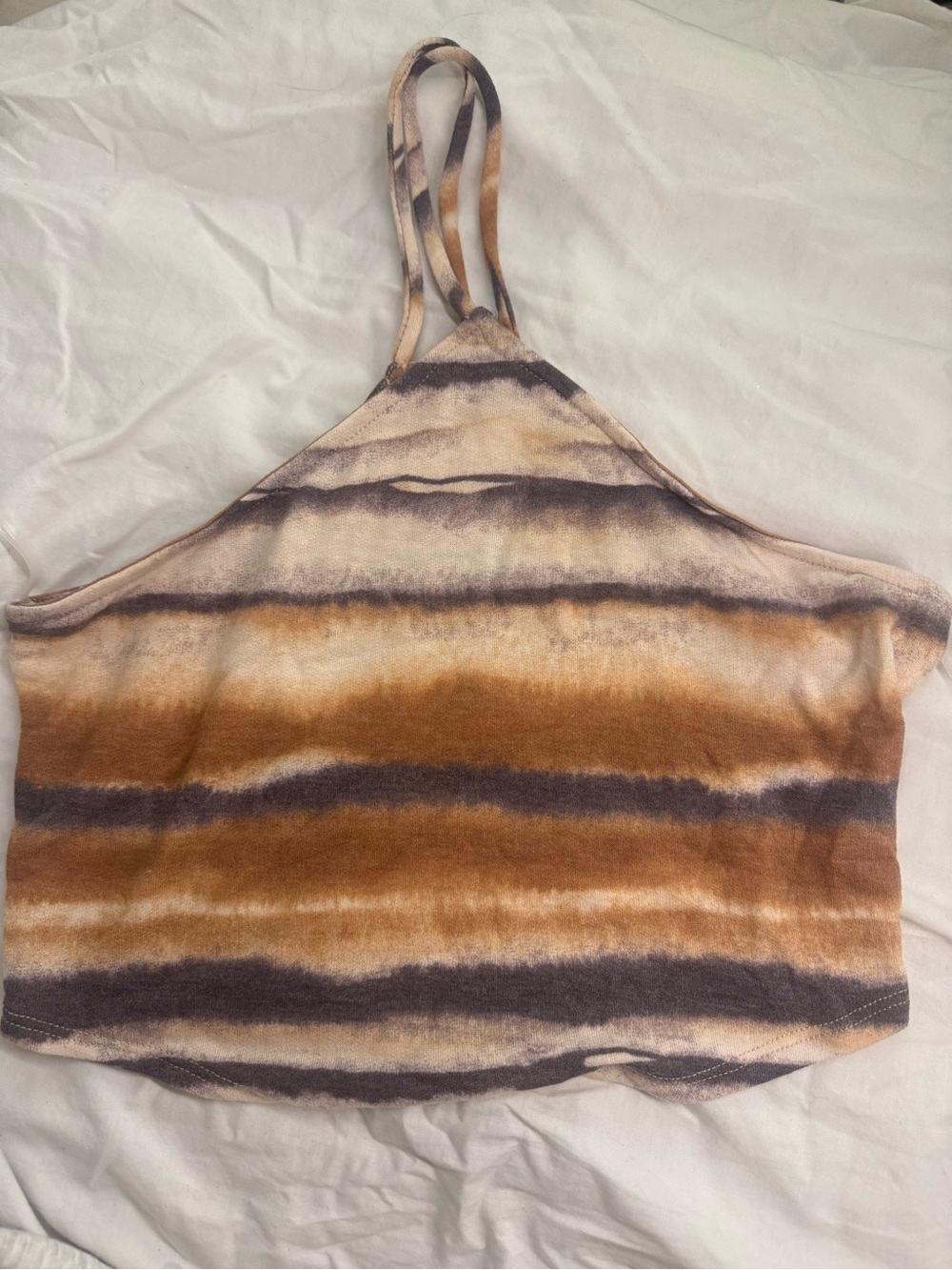 Striped Halter Crop Cami in Brown and Cream